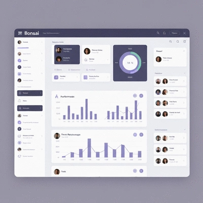 Detailed view of Bonsai's user dashboard with various project management features and financial overviews