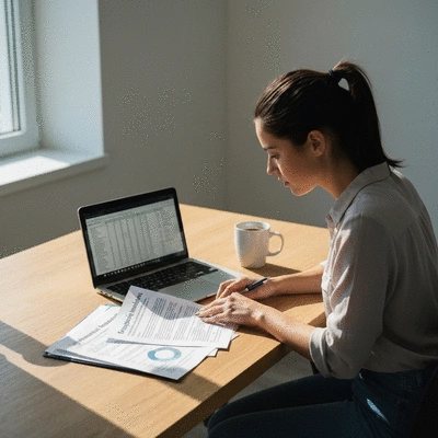 Person reviewing supplemental health insurance documents on a modern desk